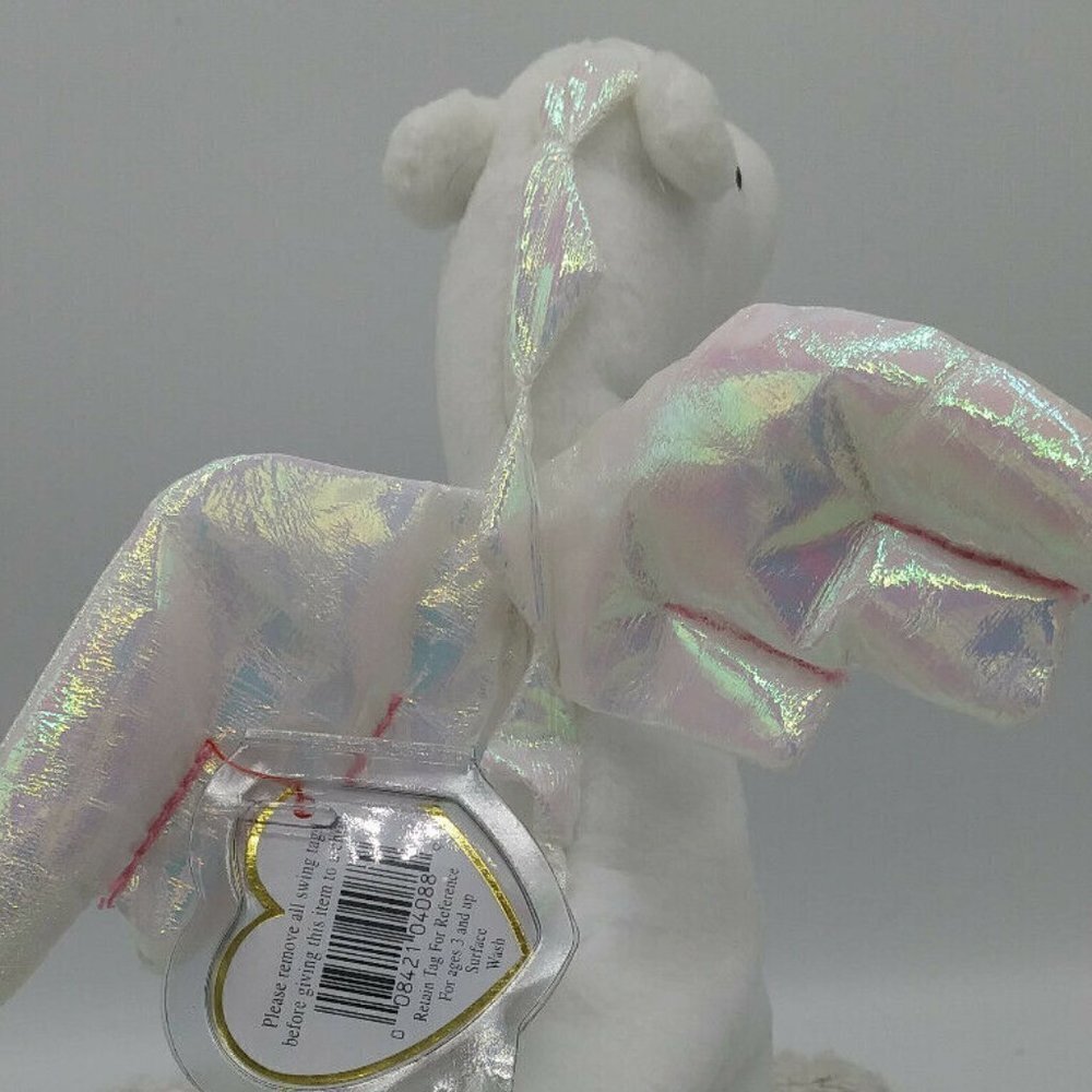 Vintage #4088 1995 TY Magic the White Dragon Wings Hand & Tush Tags Retired EUC - Picture 7 of 12